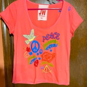 Johnny Was/JWLA pink embroidered T-shirt